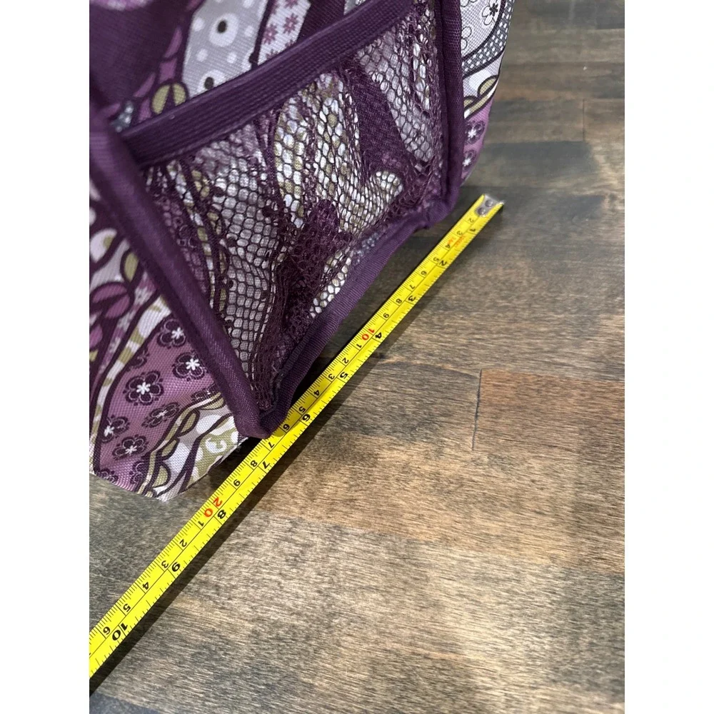 Thirty-One Organizing Utility Tote Purple Paisley Print 7 Pockets Storage Bag